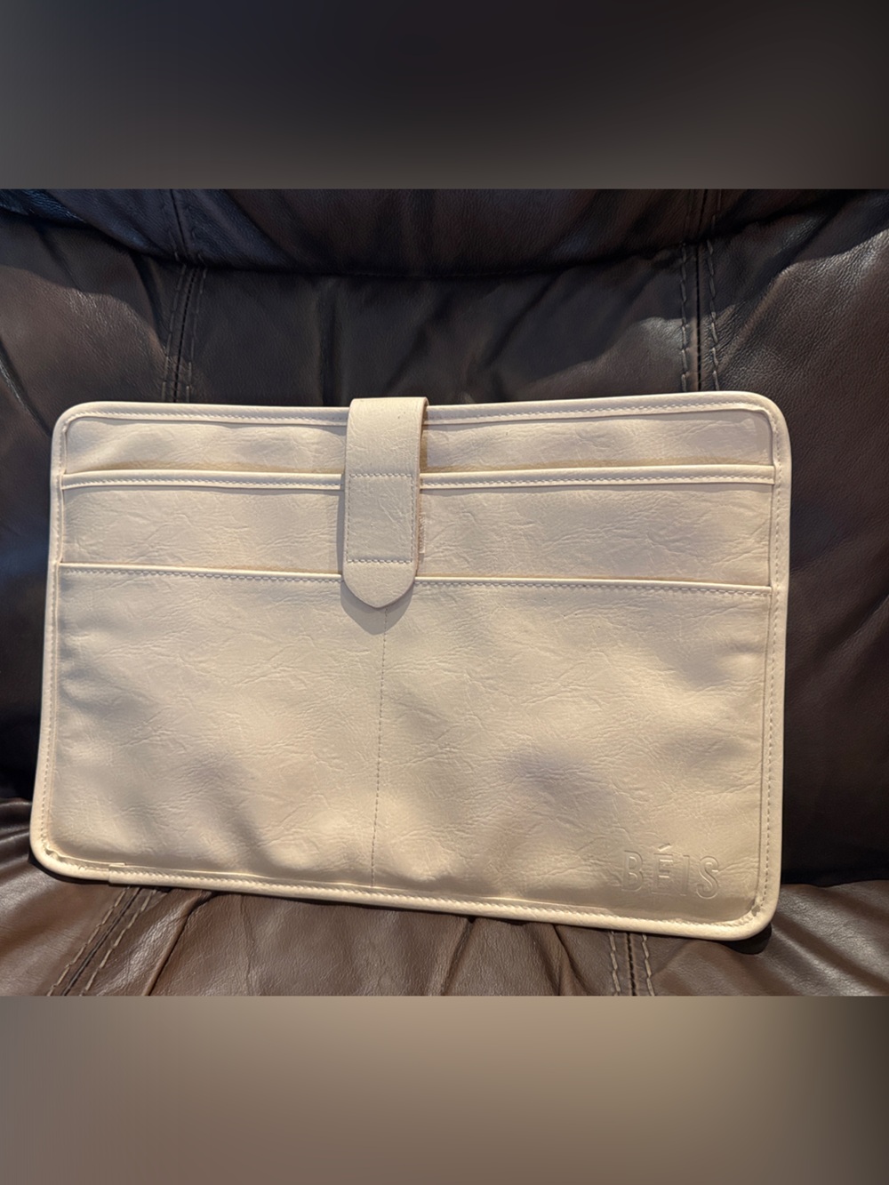 BEIS Cream Tablet Folio with Secure Strap and Organizer